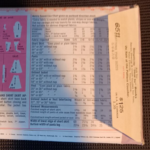 Vintage 70s Simplicity Sewing Pattern Junior Jacket Vest Pants, Skirt 6511 - Picture 6 of 6